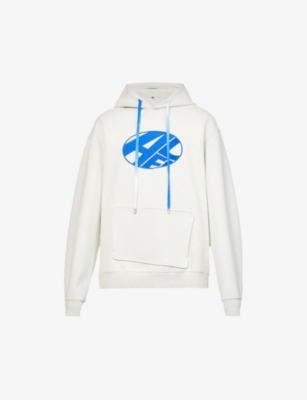 Distort Logo graphic-embroidered cotton-blend hoody