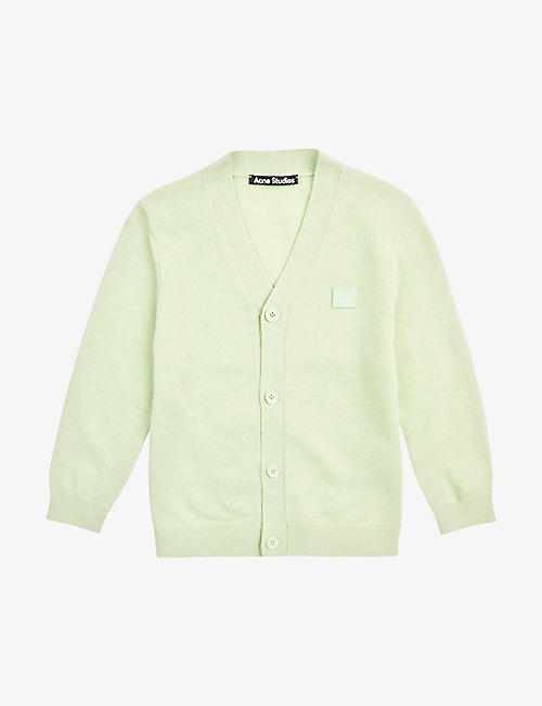 ACNE STUDIOS: Face-patch wool-knit cardigan 3-10 years