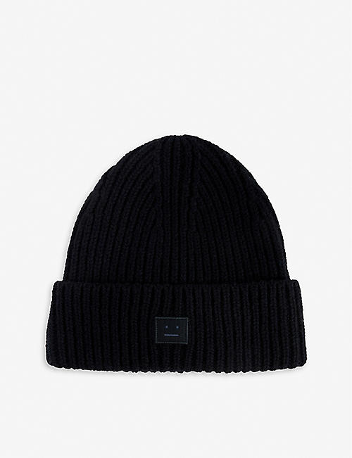 ACNE STUDIOS: Embroidered-face wool beanie hat 8-10 years