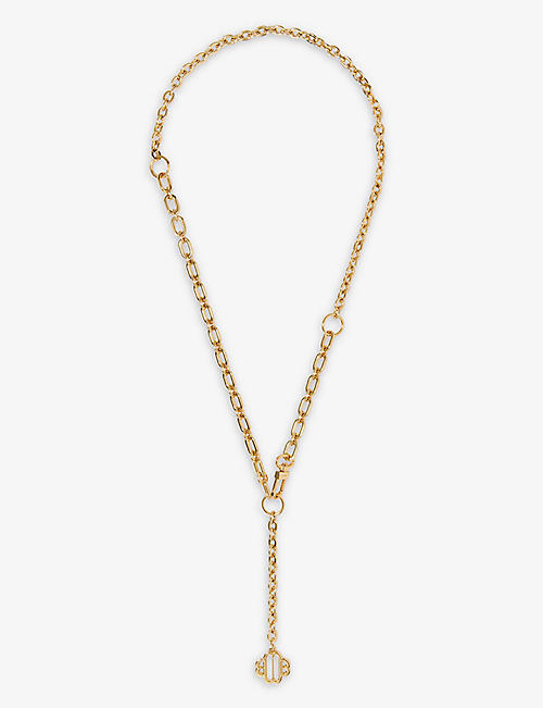 MAJE: Clover-pendant gold-plated brass chain belt