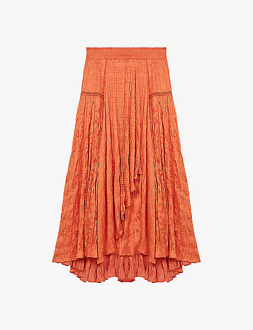 MAJE: Japra satin woven maxi skirt