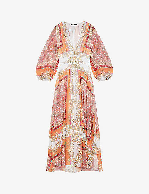 MAJE: Roquillage printed woven maxi dress