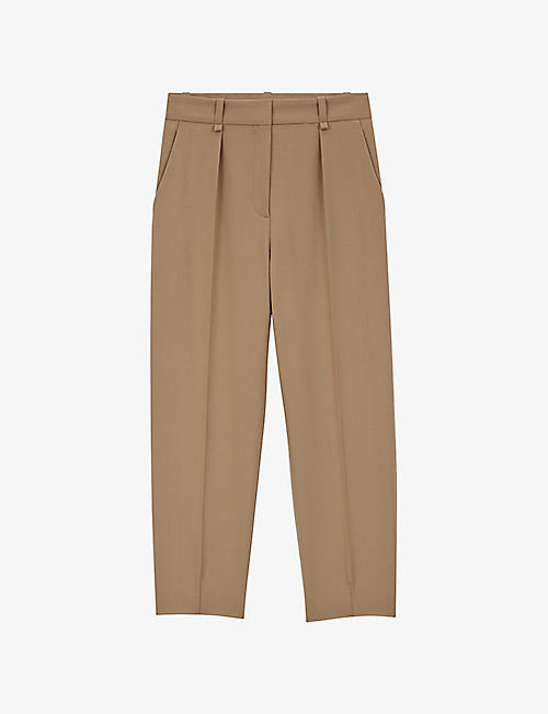 MAJE: Pylogi tapered mid-rise stretch wool-blend trousers