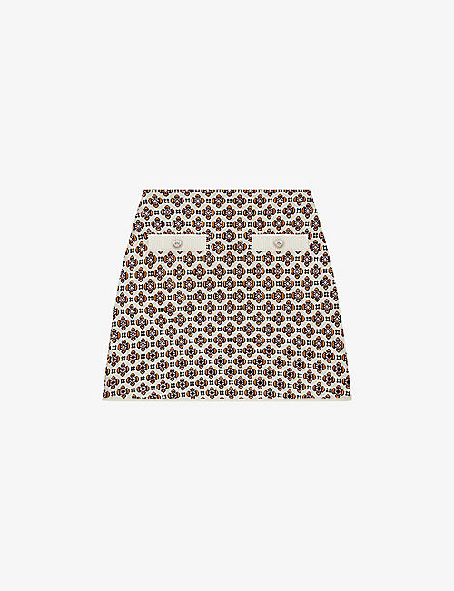 MAJE: Jolila geometric-pattern stretch-knit mini skirt