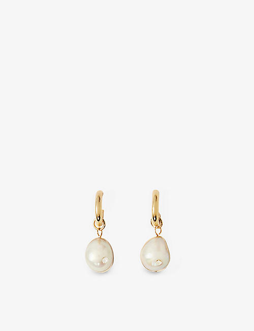 MAJE: Freshwater pearl and brass drop earrings