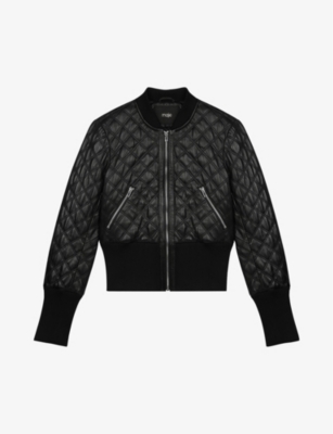 Maje leather hot sale bomber jacket