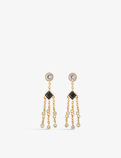 MAJE: Gemstone-embellished brass drop earrings