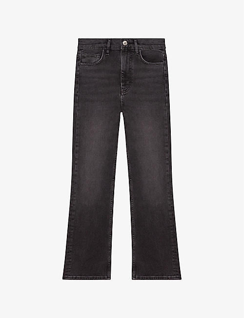MAJE: Polima cropped flared stretch-cotton jeans