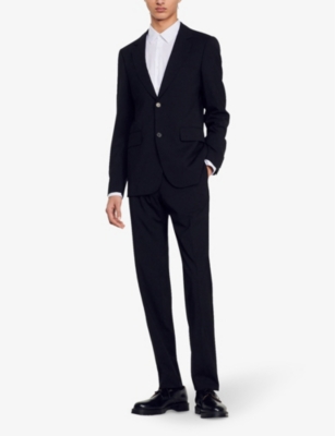 Sandro Single-breasted Wool Jacket In Black