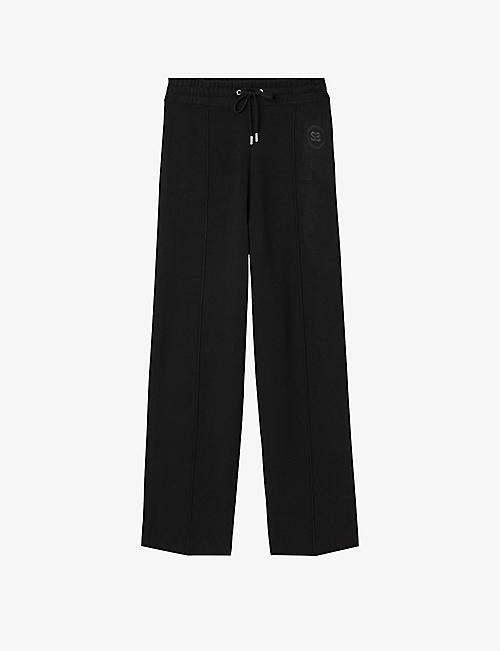 SANDRO: Brand-patch straight-leg relaxed-fit high-rise woven jogging bottoms