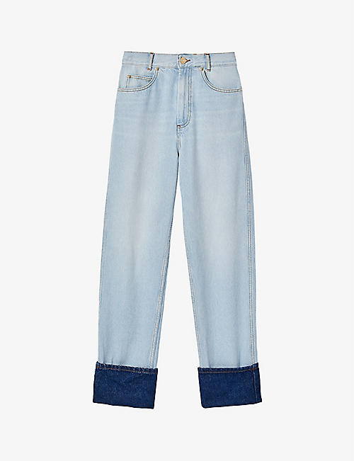 SANDRO: Lord contrast-cuff denim jeans