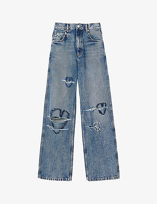 SANDRO: Patty embroidered denim jeans