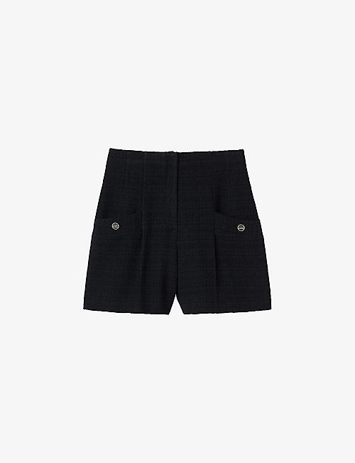 SANDRO: High-rise tweed shorts