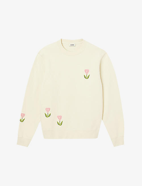 SANDRO: Tulip-embroidered cotton sweatshirt