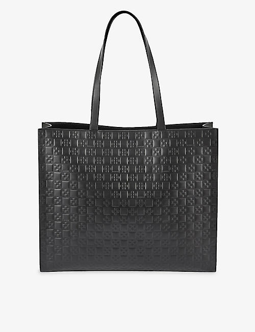 SANDRO: Monogram-embossed leather tote bag