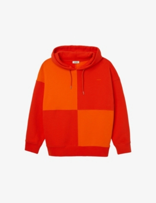 Colour-blocked logo-embroidered organic-cotton hoody