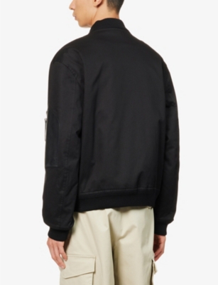 LOEWE Ribbed collar cotton and leather bomber jacket