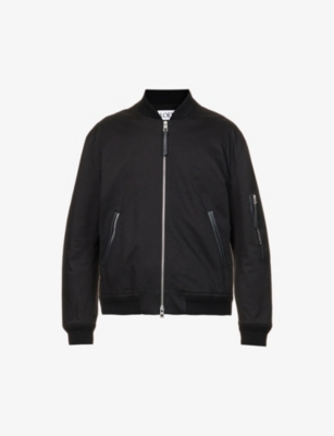 LOEWE Ribbed collar cotton and leather bomber jacket