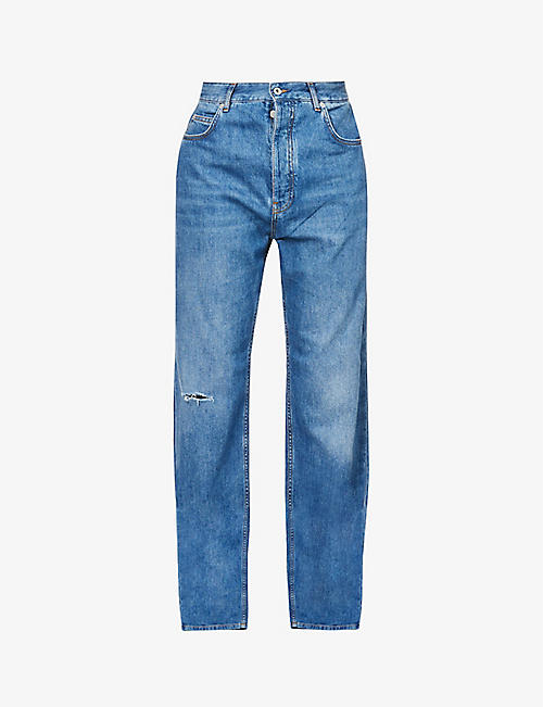 LOEWE: Brand-patch washed relaxed-fit straight-leg jeans