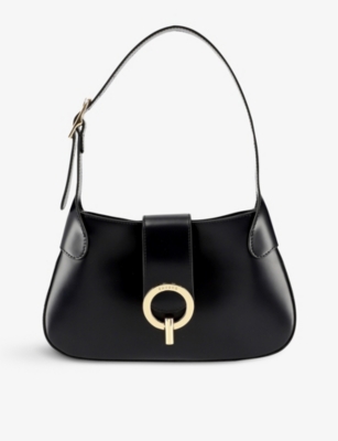 Shop Sandro Womens Noir / Gris Sweet Janet Leather Shoulder Bag
