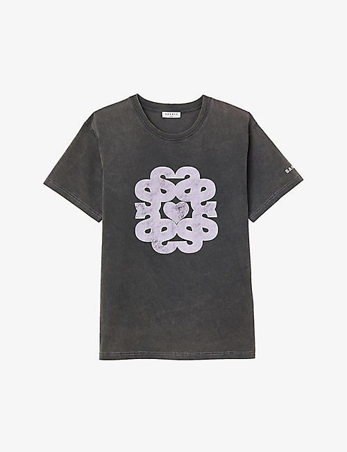 SANDRO: Chipel logo-print organic-cotton T-shirt