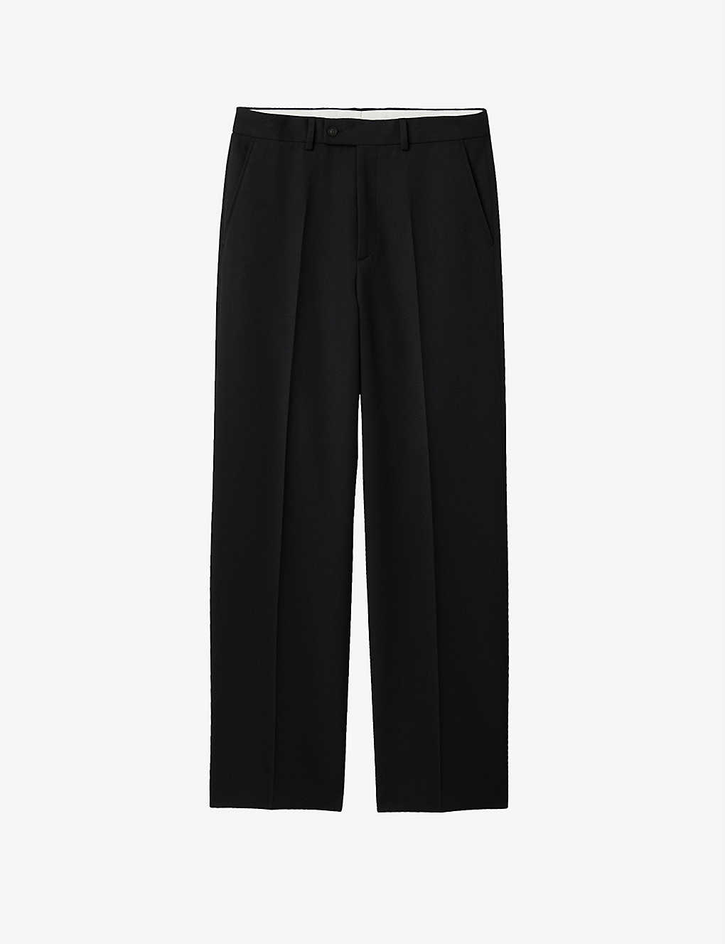 Sandro Mens Black Brooks Regular-fit Wide-leg Wool-blend Trousers