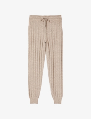 Sandro Mathias Slim-fit Cable-knit Wool Jogging Bottoms In Bruns