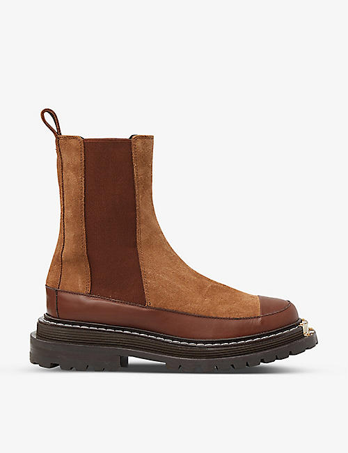 SANDRO: Liam leather-trimmed suede Chelsea boots