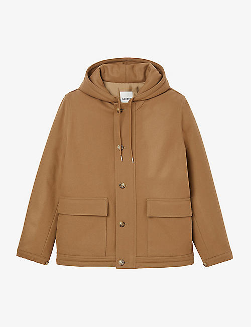 SANDRO: Hooded wool deck jacket
