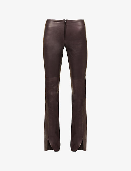 GABRIELA COLL G: Split-hem straight-leg mid-rise leather trousers