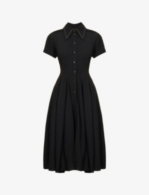 PROENZA SCHOULER Collared flared woven midi dress Selfridges