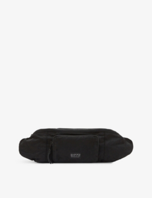 Allsaints Mens Black Spitalfields Brand-patch Shell Belt Bag