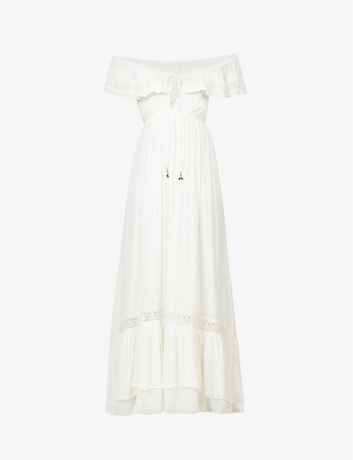 FREE PEOPLE: Moonlight Ocean off-shoulder relaxed-fit woven maxi dress