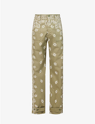 AMIRI: Bandana relaxed-fit cotton-poplin field trousers