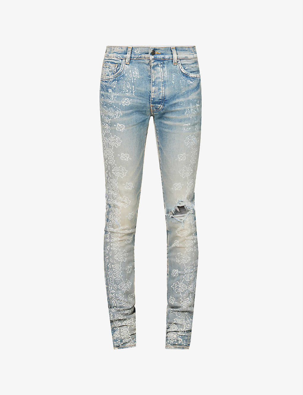 Selfridges & Co Men Clothing Jeans Stretch Jeans 4g logo-pattern distressed stretch-denim slim-fit jeans 