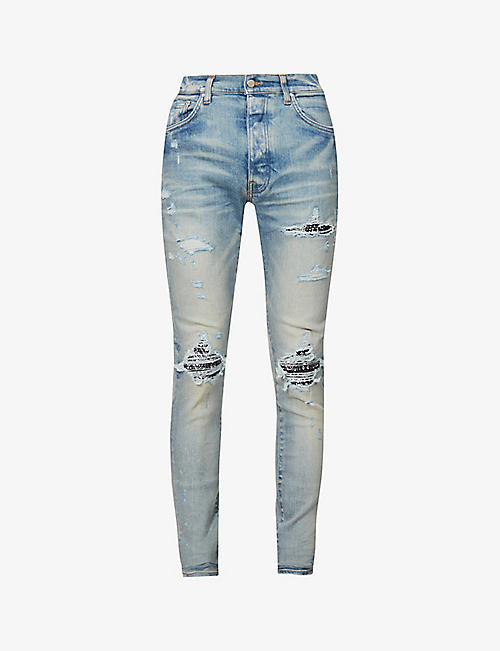 AMIRI: Bandana brand-patch slim-fit stretch-denim jeans