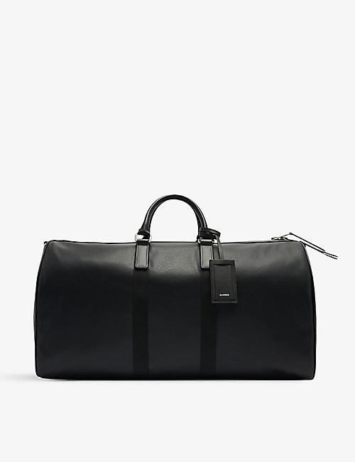SANDRO: Logo-embossed grained leather weekend bag