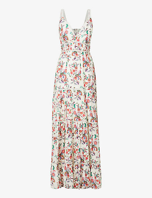 ME AND EM: Paisley-pattern broderie-trim woven maxi dress