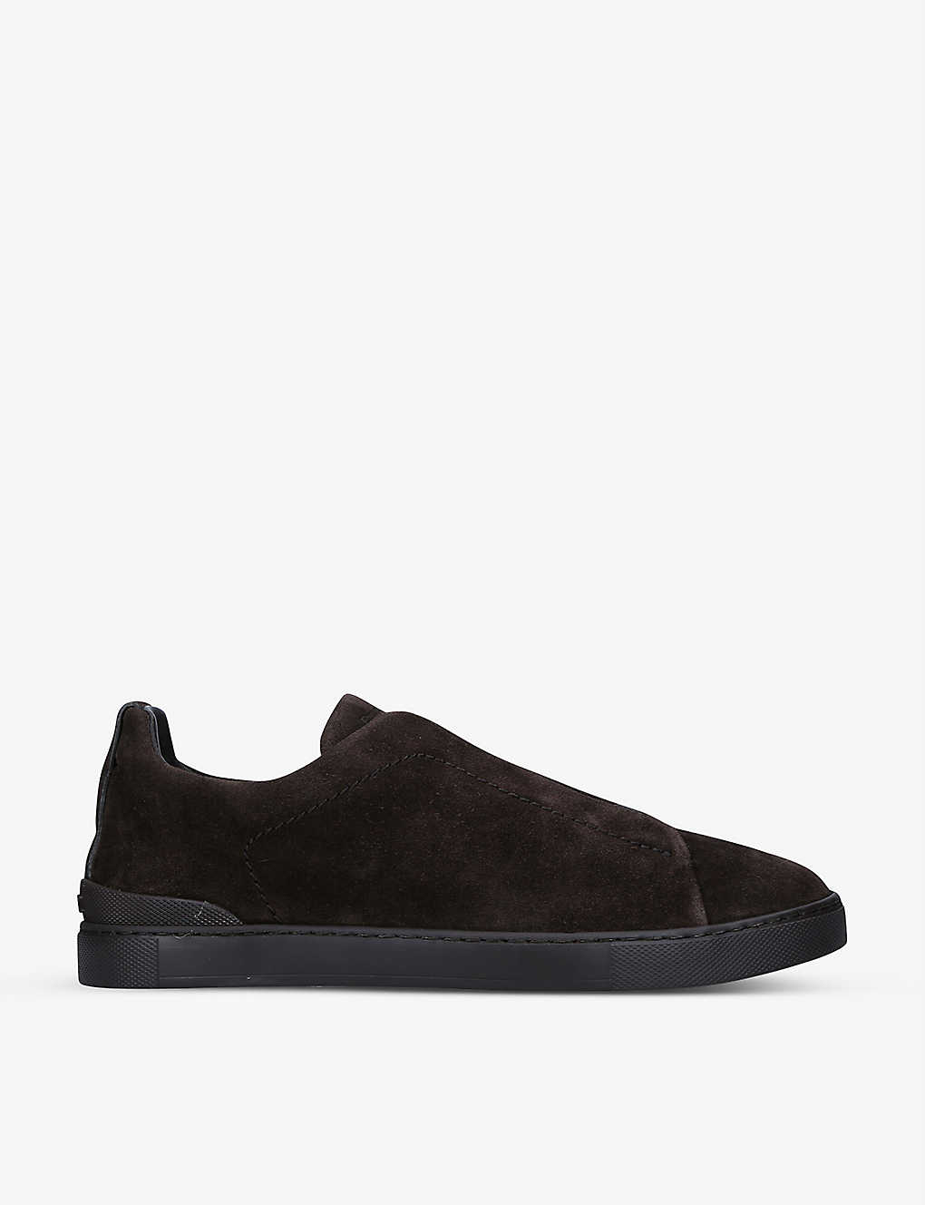 Ermenegildo Zegna Triple Stitch Leather And Fabric Low-top Trainers In Brown
