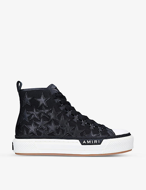 AMIRI: Stars Court appliqué-embellished canvas and leather high-top trainers