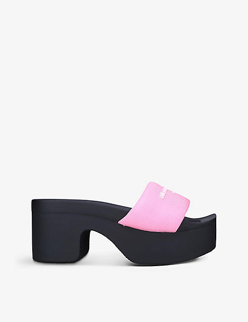 ALEXANDER WANG: Branded wide-strap shell platform sandals
