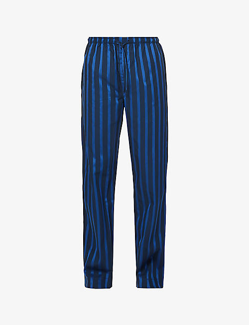 DEREK ROSE: Royal striped cotton pyjama bottoms