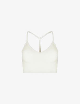 Sweaty Betty Womens Lily White Mindful Seamless Stretch-woven Sports Bra In Lily White