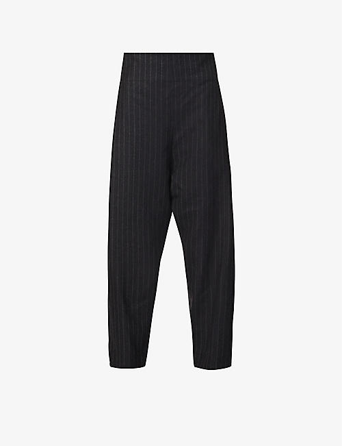 DANIEL POLLITT: Pinstripe relaxed-fit wool trousers