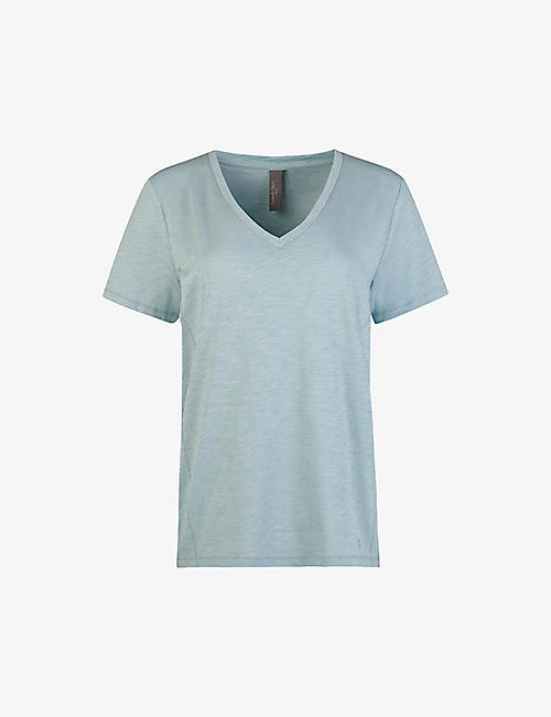 SWEATY BETTY: Refresh V-neck organic-cotton T-shirt