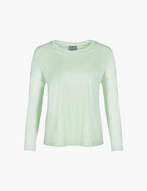 SWEATY BETTY: Easy Peazy long-sleeved relaxed-fit cotton-blend top