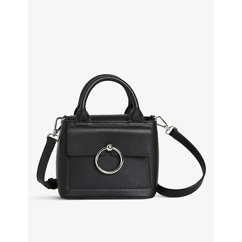 Claudie Pierlot Anouk Mini Leather Crossbody Bag In Noir / Gris