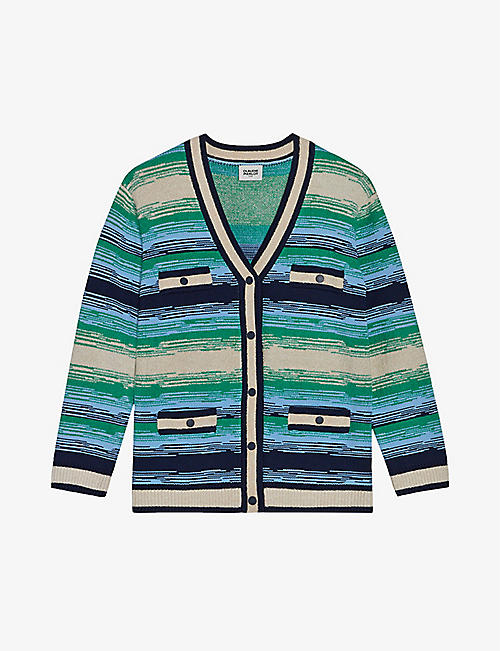 CLAUDIE PIERLOT: Multi-coloured V-neck knitted cardigan
