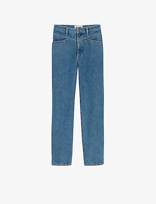 CLAUDIE PIERLOT: Poupi straight-leg high-rise organic cotton-denim jeans