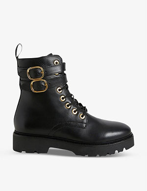 Selfridges & Co Women Shoes Boots Biker Boots Buckle-embellished croc-embossed leather ankle boots 